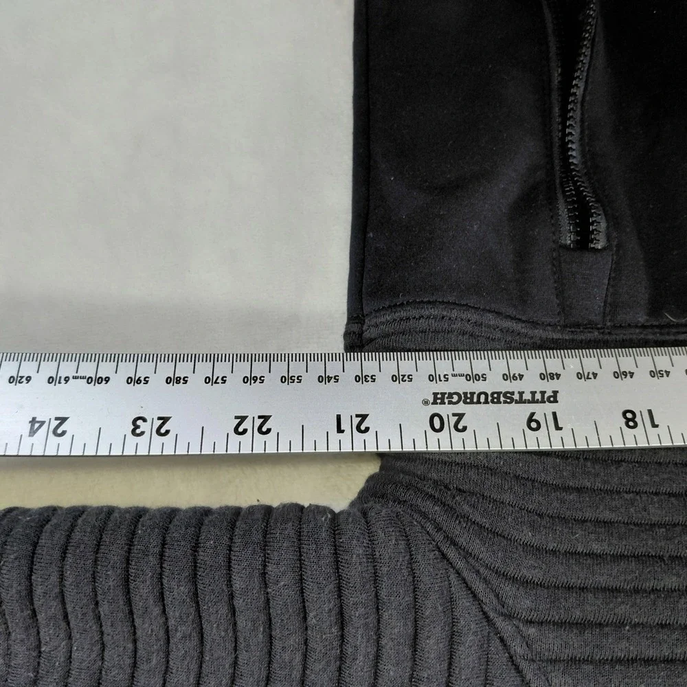 The North Face Mens Black Ribbed Hybrid Full Zip Hoodie Jacket Large L